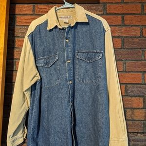 vintage Union Bay corduroy denim beige shirt long sleeve button